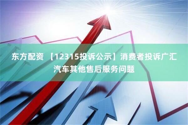 东方配资 【12315投诉公示】消费者投诉广汇汽车其他售后服务问题